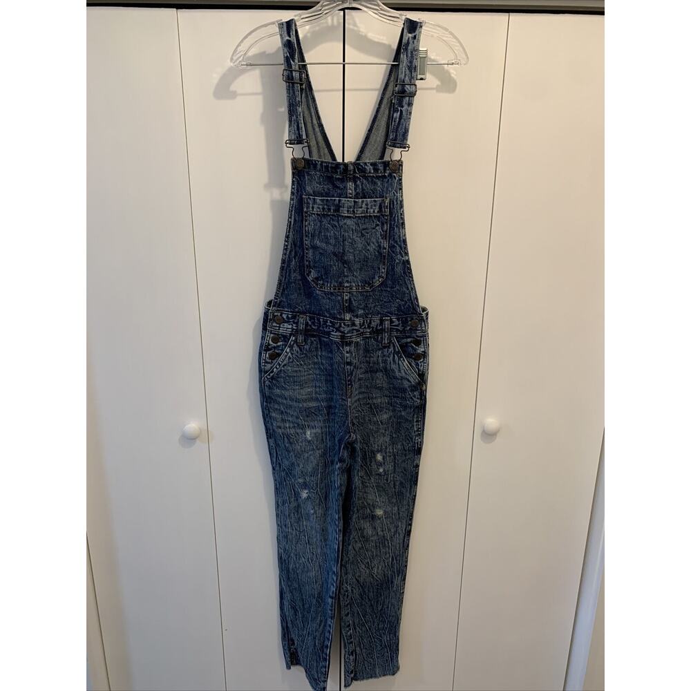 2018 Aeropostale Womens Distressed Skinny Denim Jean Bib Overalls Sz S ACID WASH